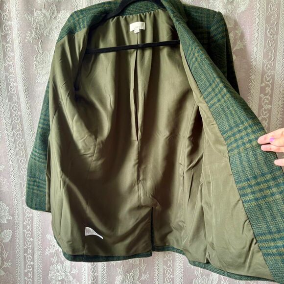 Loft Women's Green Houndstooth Blazer - Picture 4 of 8